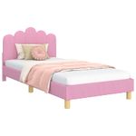 Casa si Gradina - Mobilier - Paturi si accesorii - Paturi - Cadru de pat pentru copii cu spatar Roz 90 x 200 cm tesatura - Infinity.ro