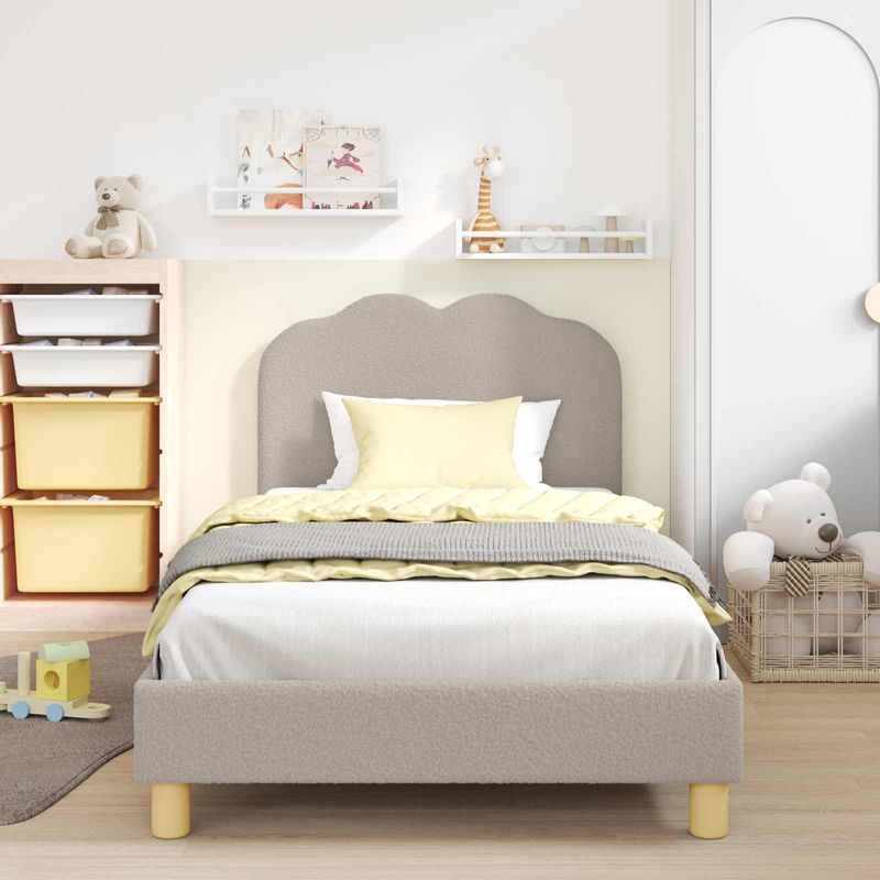 Casa si Gradina - Mobilier - Paturi si accesorii - Paturi - Cadru de pat pentru copii cu spatar Gri deschis 90 x 200 cm - Infinity.ro
