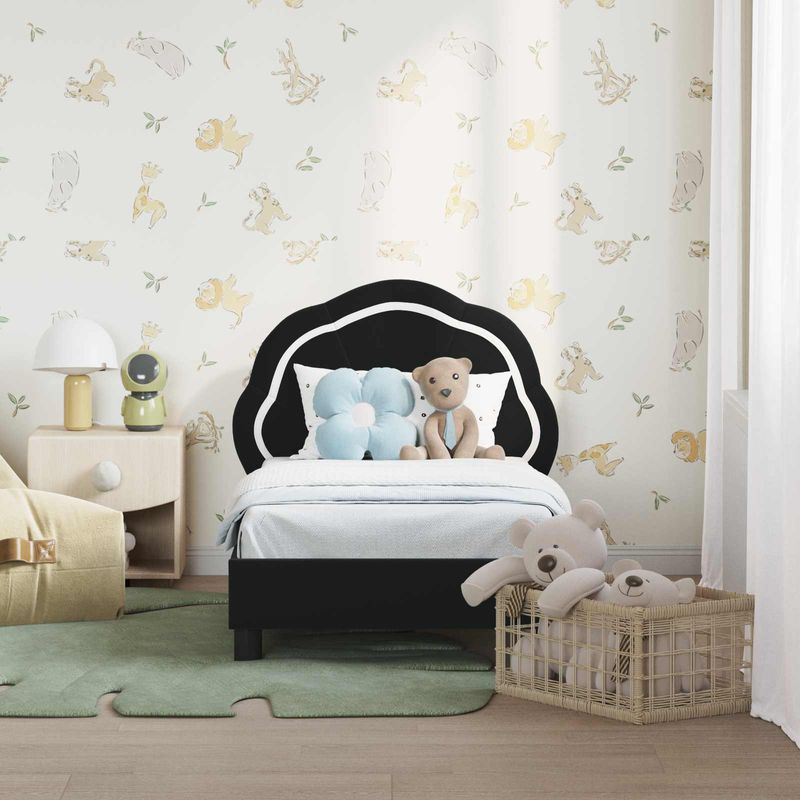 Casa si Gradina - Mobilier - Paturi si accesorii - Paturi - Cadru de pat pentru copii cu spatar Negru 70 x 140 cm Catifea - Infinity.ro