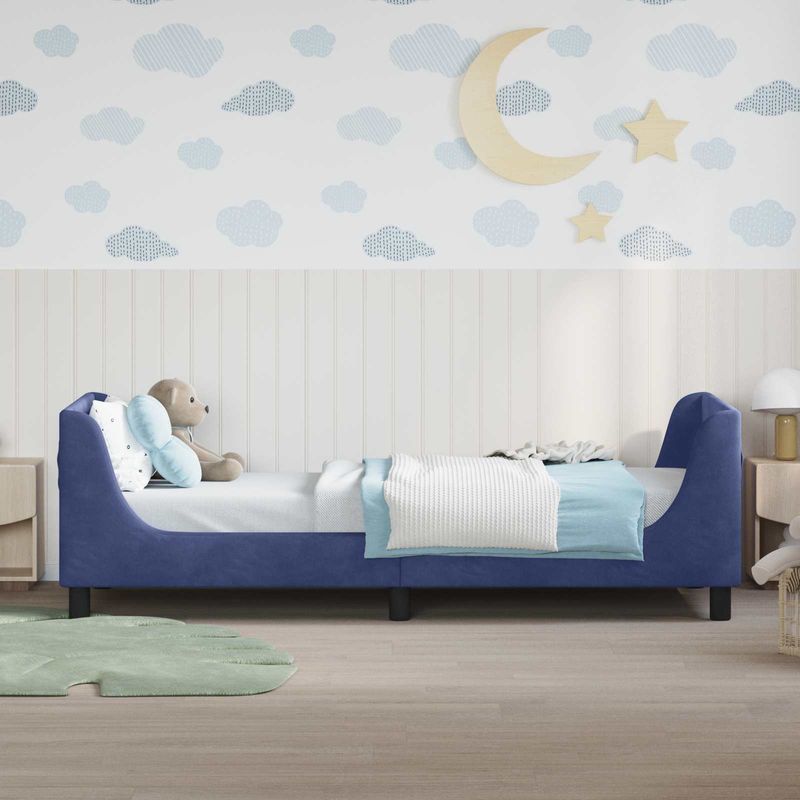 Casa si Gradina - Mobilier - Paturi si accesorii - Paturi - Cadru de pat pentru copii cu spatar Albastru Politie - Infinity.ro