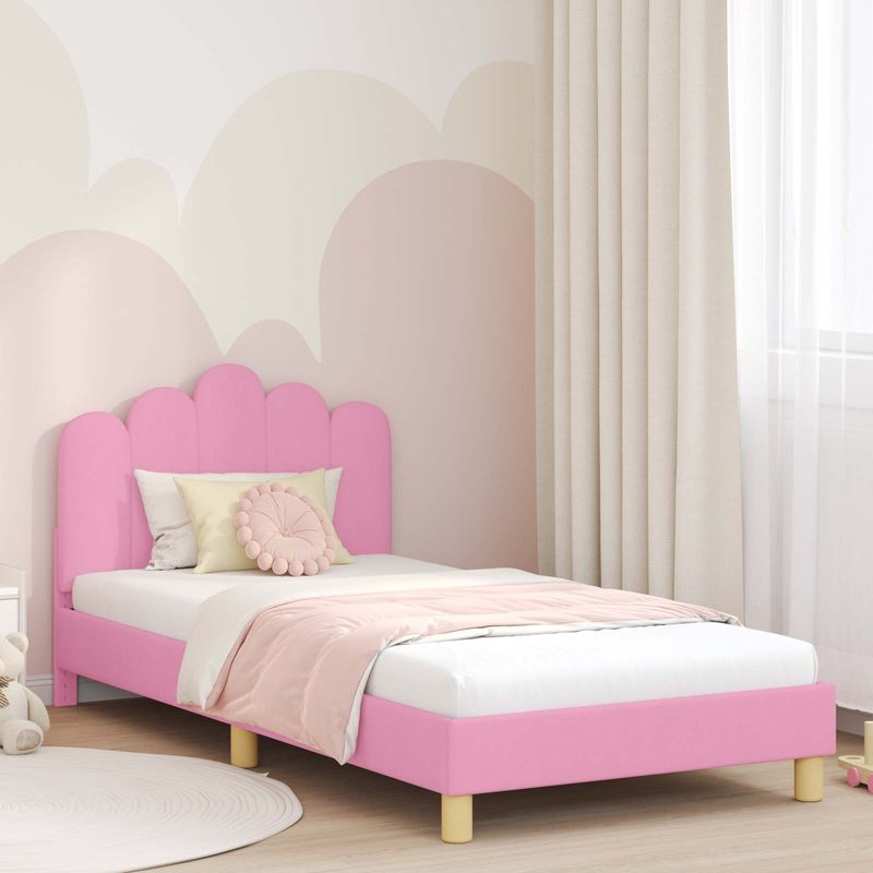 Casa si Gradina - Mobilier - Paturi si accesorii - Paturi - Cadru de pat pentru copii cu spatar Roz 90 x 200 cm tesatura - Infinity.ro