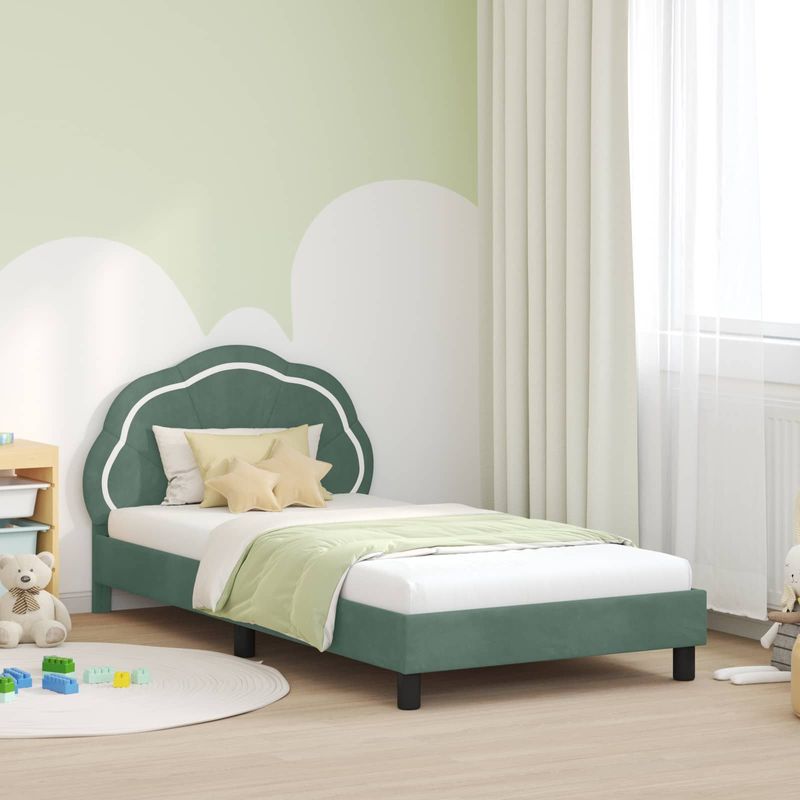 Casa si Gradina - Mobilier - Paturi si accesorii - Paturi - Cadru de pat pentru copii cu spatar Verde Marii 80 x 200 cm - Infinity.ro