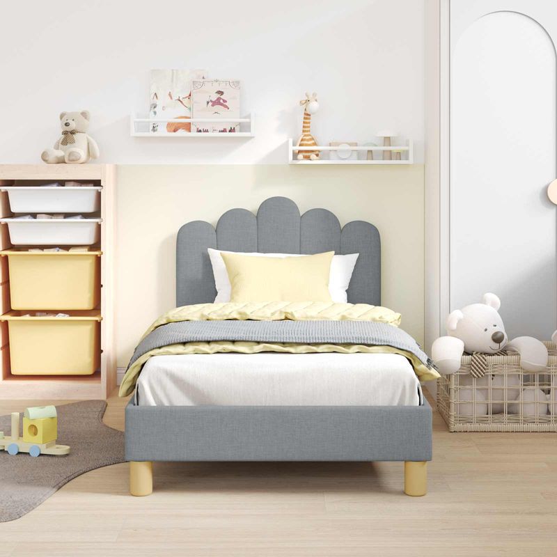 Casa si Gradina - Mobilier - Paturi si accesorii - Paturi - Cadru de pat pentru copii cu spatar Gri deschis 80 x 160 cm - Infinity.ro