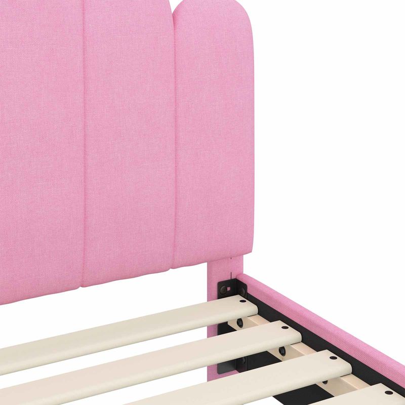 Casa si Gradina - Mobilier - Paturi si accesorii - Paturi - Cadru de pat pentru copii cu spatar Roz 90 x 200 cm tesatura - Infinity.ro