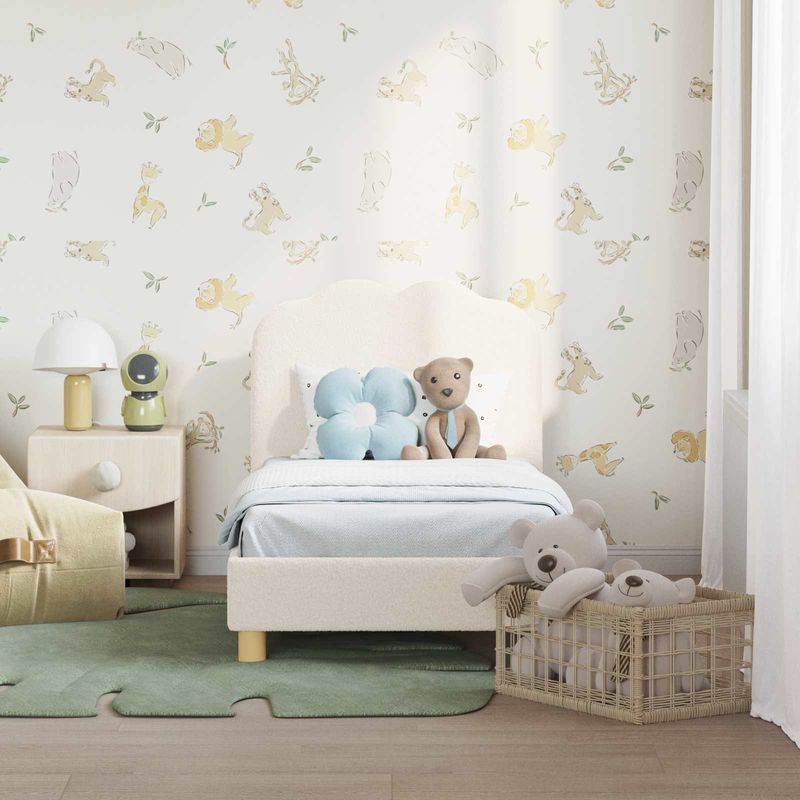 Casa si Gradina - Mobilier - Paturi si accesorii - Paturi - Cadru de pat pentru copii cu spatar Crem 70 x 140 cm - Infinity.ro