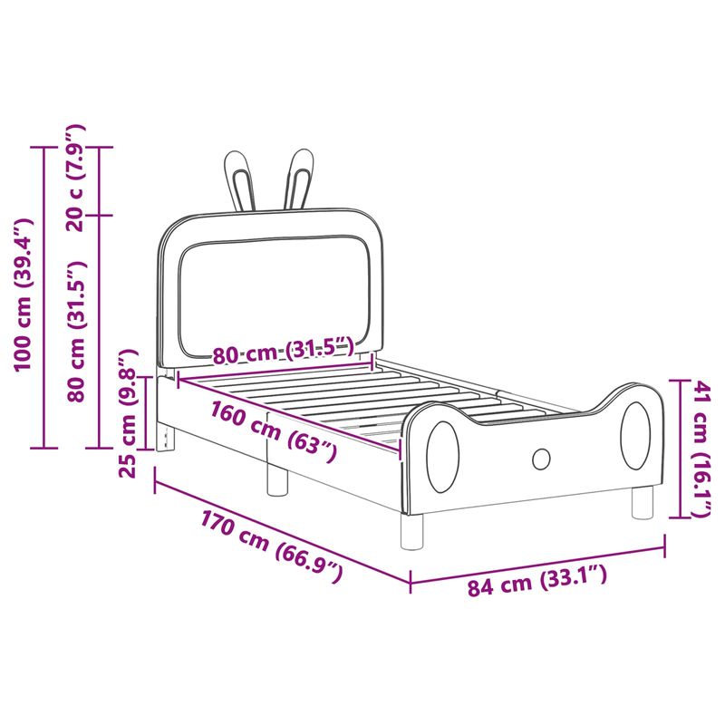 Casa si Gradina - Mobilier - Paturi si accesorii - Paturi - Cadru de pat pentru copii cu spatar albastru 80 x 160 cm PU - Infinity.ro