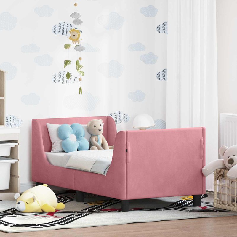 Casa si Gradina - Mobilier - Paturi si accesorii - Paturi - Cadru de pat pentru copii cu spatar Roz 70 x 140 cm Catifea - Infinity.ro