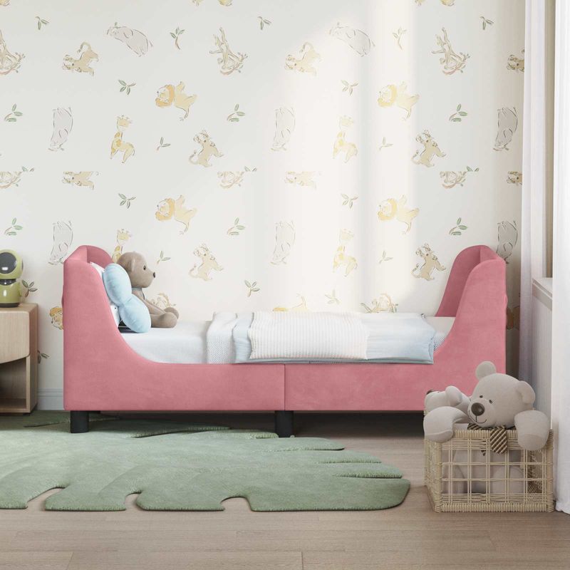 Casa si Gradina - Mobilier - Paturi si accesorii - Paturi - Cadru de pat pentru copii cu spatar Roz 70 x 140 cm Catifea - Infinity.ro