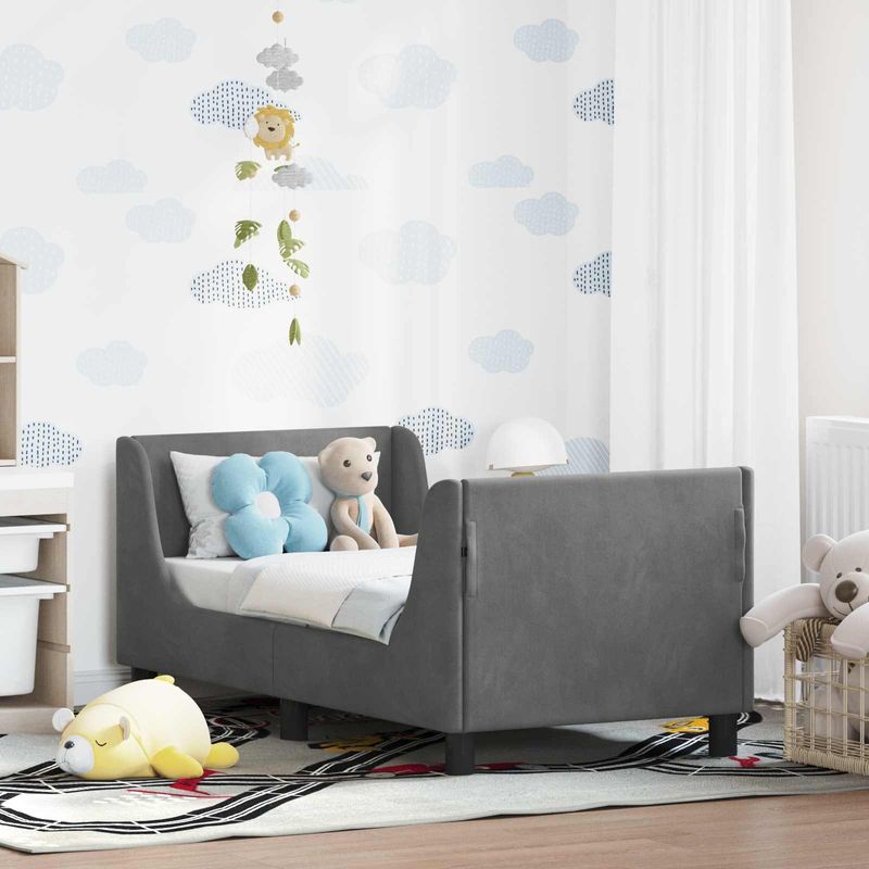 Casa si Gradina - Mobilier - Paturi si accesorii - Paturi - Cadru de pat pentru copii cu spatar Gri inchis 70 x 140 cm - Infinity.ro