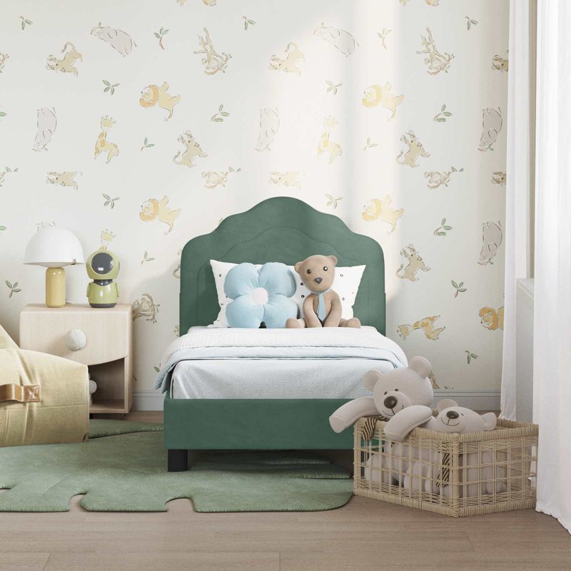 Casa si Gradina - Mobilier - Paturi si accesorii - Paturi - Cadru de pat pentru copii cu spatar Verde Marii 70 x 140 cm - Infinity.ro