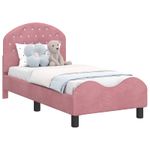 Casa si Gradina - Mobilier - Paturi si accesorii - Paturi - Cadru de pat pentru copii cu spatar Roz 70 x 140 cm Catifea - Infinity.ro