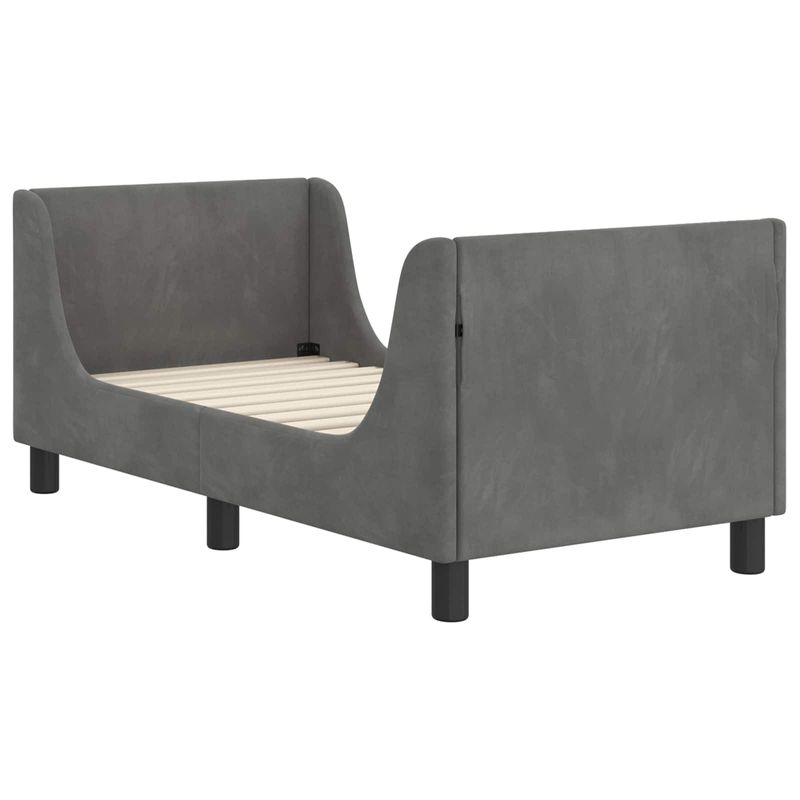 Casa si Gradina - Mobilier - Paturi si accesorii - Paturi - Cadru de pat pentru copii cu spatar Gri inchis 70 x 140 cm - Infinity.ro