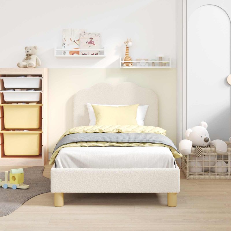 Casa si Gradina - Mobilier - Paturi si accesorii - Paturi - Cadru de pat pentru copii cu spatar Crem 80 x 160 cm - Infinity.ro