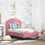 Casa si Gradina - Mobilier - Paturi si accesorii - Paturi - Cadru de pat pentru copii cu spatar Roz 70 x 140 cm Catifea - Infinity.ro