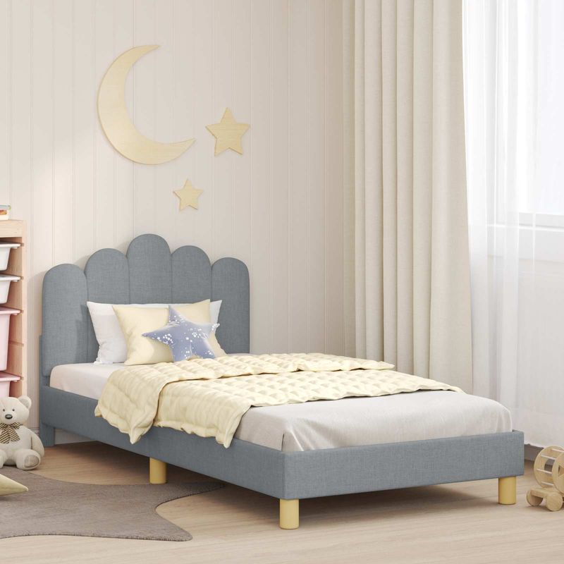 Casa si Gradina - Mobilier - Paturi si accesorii - Paturi - Cadru de pat pentru copii cu spatar Gri deschis 90 x 190 cm - Infinity.ro