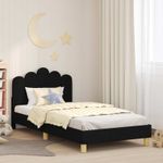 Casa si Gradina - Mobilier - Paturi si accesorii - Paturi - Cadru de pat pentru copii cu spatar Negru 90 x 200 cm tesatura - Infinity.ro