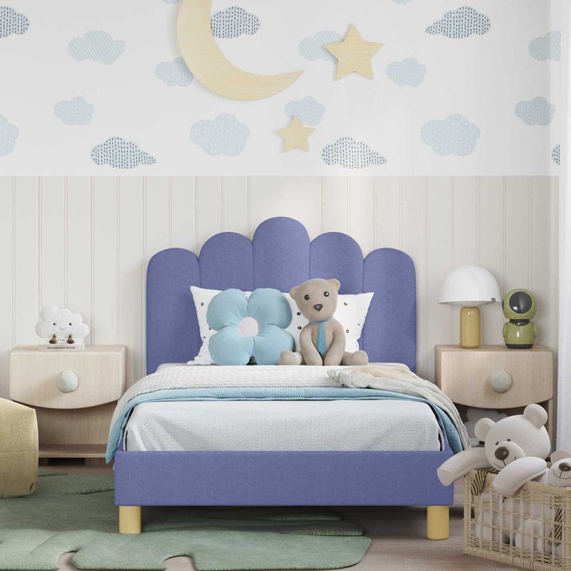 Casa si Gradina - Mobilier - Paturi si accesorii - Paturi - Cadru de pat pentru copii cu spatar Albastru Jeans 90 x 200 cm - Infinity.ro