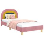 Casa si Gradina - Mobilier - Paturi si accesorii - Paturi - Cadru de pat pentru copii cu spatar Roz 90 x 190 cm Catifea - Infinity.ro