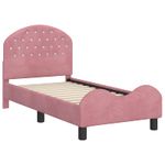 Casa si Gradina - Mobilier - Paturi si accesorii - Paturi - Cadru de pat pentru copii cu spatar Roz 70 x 140 cm Catifea - Infinity.ro