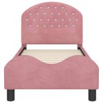 Casa si Gradina - Mobilier - Paturi si accesorii - Paturi - Cadru de pat pentru copii cu spatar Roz 70 x 140 cm Catifea - Infinity.ro