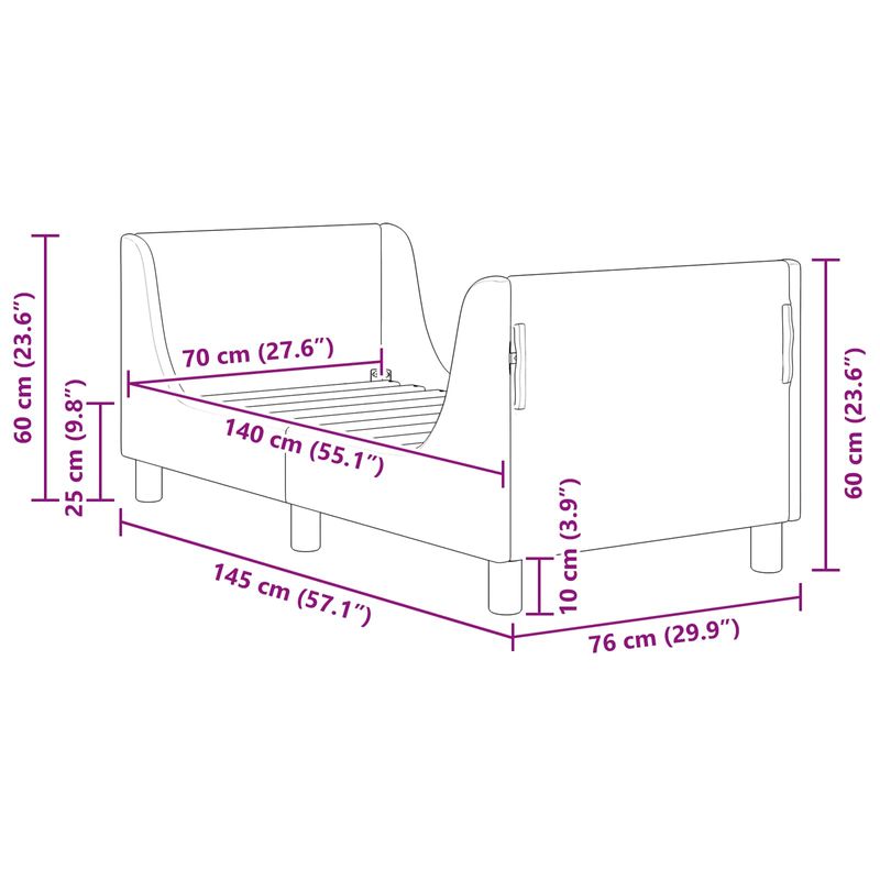 Casa si Gradina - Mobilier - Paturi si accesorii - Paturi - Cadru de pat pentru copii cu spatar Roz 70 x 140 cm Catifea - Infinity.ro