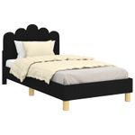 Casa si Gradina - Mobilier - Paturi si accesorii - Paturi - Cadru de pat pentru copii cu spatar Negru 80 x 160 cm tesatura - Infinity.ro