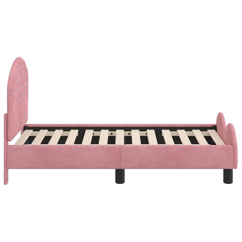 Casa si Gradina - Mobilier - Paturi si accesorii - Paturi - Cadru de pat pentru copii cu spatar Roz 70 x 140 cm Catifea - Infinity.ro