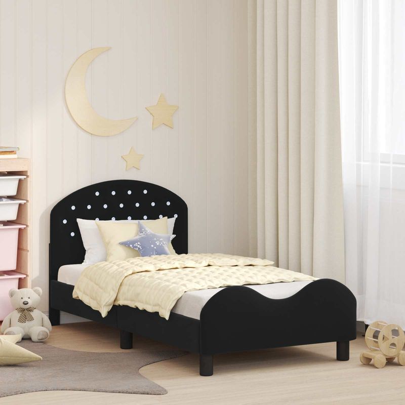 Casa si Gradina - Mobilier - Paturi si accesorii - Paturi - Cadru de pat pentru copii cu spatar Negru 80 x 160 cm Catifea - Infinity.ro