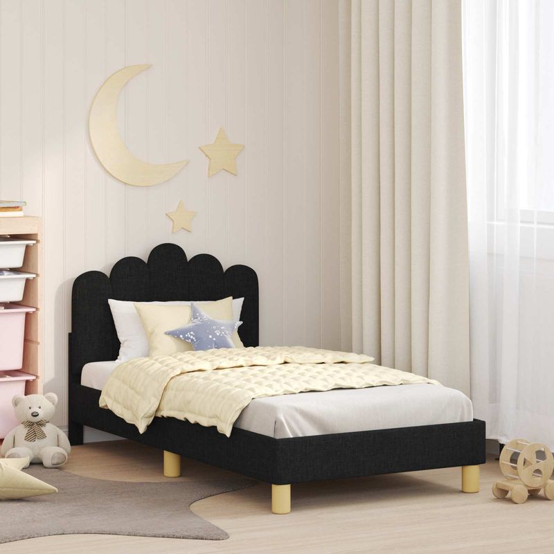 Casa si Gradina - Mobilier - Paturi si accesorii - Paturi - Cadru de pat pentru copii cu spatar Negru 80 x 160 cm tesatura - Infinity.ro