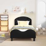 Casa si Gradina - Mobilier - Paturi si accesorii - Paturi - Cadru de pat pentru copii cu spatar Negru 80 x 160 cm Catifea - Infinity.ro