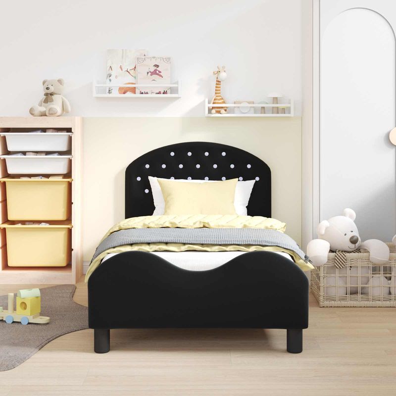 Casa si Gradina - Mobilier - Paturi si accesorii - Paturi - Cadru de pat pentru copii cu spatar Negru 80 x 160 cm Catifea - Infinity.ro