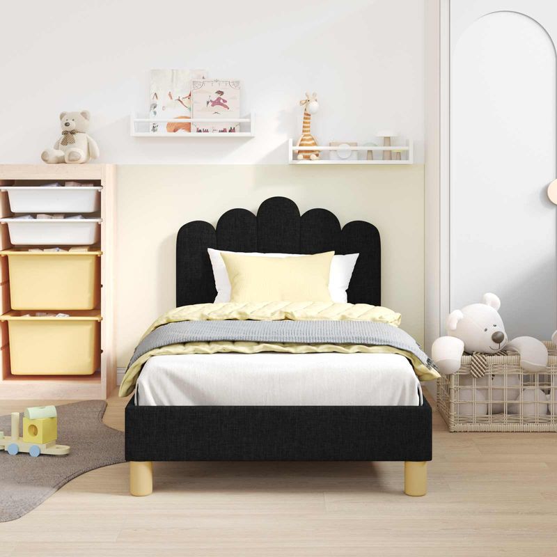 Casa si Gradina - Mobilier - Paturi si accesorii - Paturi - Cadru de pat pentru copii cu spatar Negru 80 x 160 cm tesatura - Infinity.ro