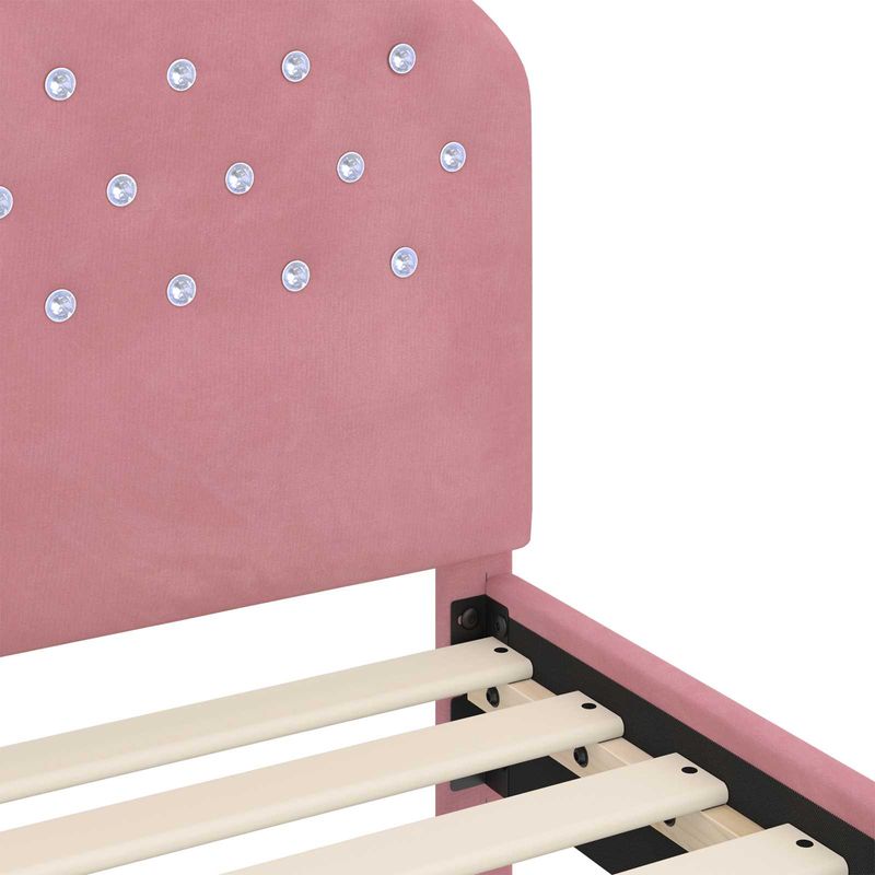 Casa si Gradina - Mobilier - Paturi si accesorii - Paturi - Cadru de pat pentru copii cu spatar Roz 70 x 140 cm Catifea - Infinity.ro
