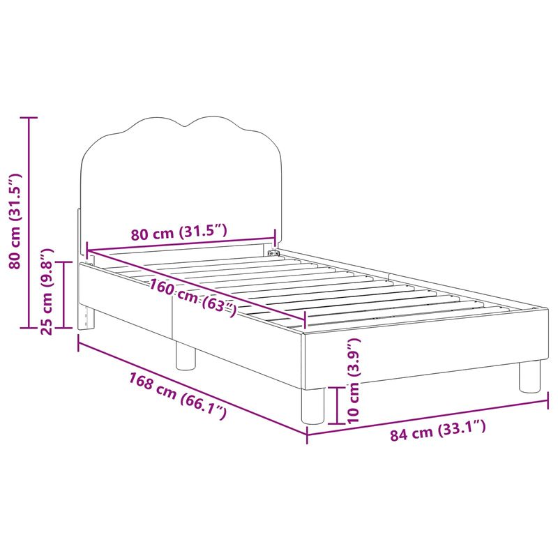 Casa si Gradina - Mobilier - Paturi si accesorii - Paturi - Cadru de pat pentru copii cu spatar Crem 80 x 160 cm - Infinity.ro