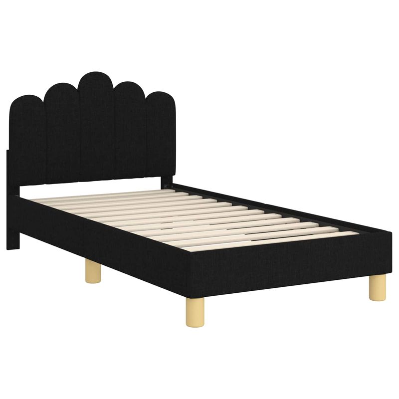 Casa si Gradina - Mobilier - Paturi si accesorii - Paturi - Cadru de pat pentru copii cu spatar Negru 80 x 160 cm tesatura - Infinity.ro