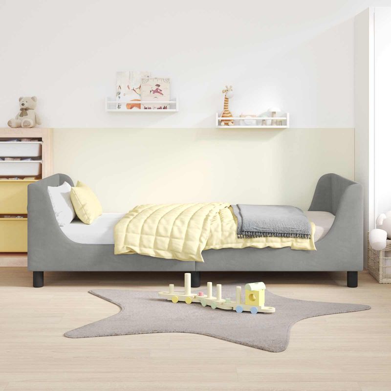 Casa si Gradina - Mobilier - Paturi si accesorii - Paturi - Cadru de pat pentru copii cu spatar Gri deschis 90 x 200 cm - Infinity.ro