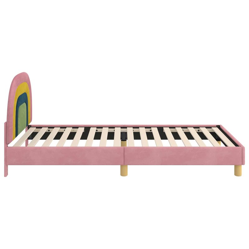 Casa si Gradina - Mobilier - Paturi si accesorii - Paturi - Cadru de pat pentru copii cu spatar Roz 90 x 190 cm Catifea - Infinity.ro