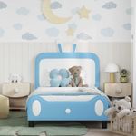 Casa si Gradina - Mobilier - Paturi si accesorii - Paturi - Cadru de pat pentru copii cu spatar albastru 90 x 200 cm PU - Infinity.ro