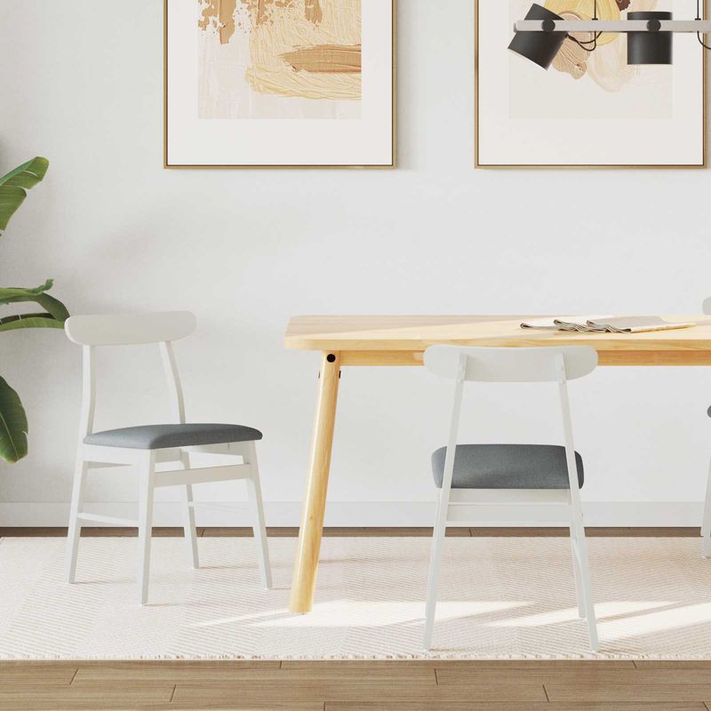 Casa si Gradina - Mobilier - Scaune si fotolii - Scaune - Scaun de sufragerie 2 pcs Alb si gri Lemn Solid de Cauciuc - Infinity.ro