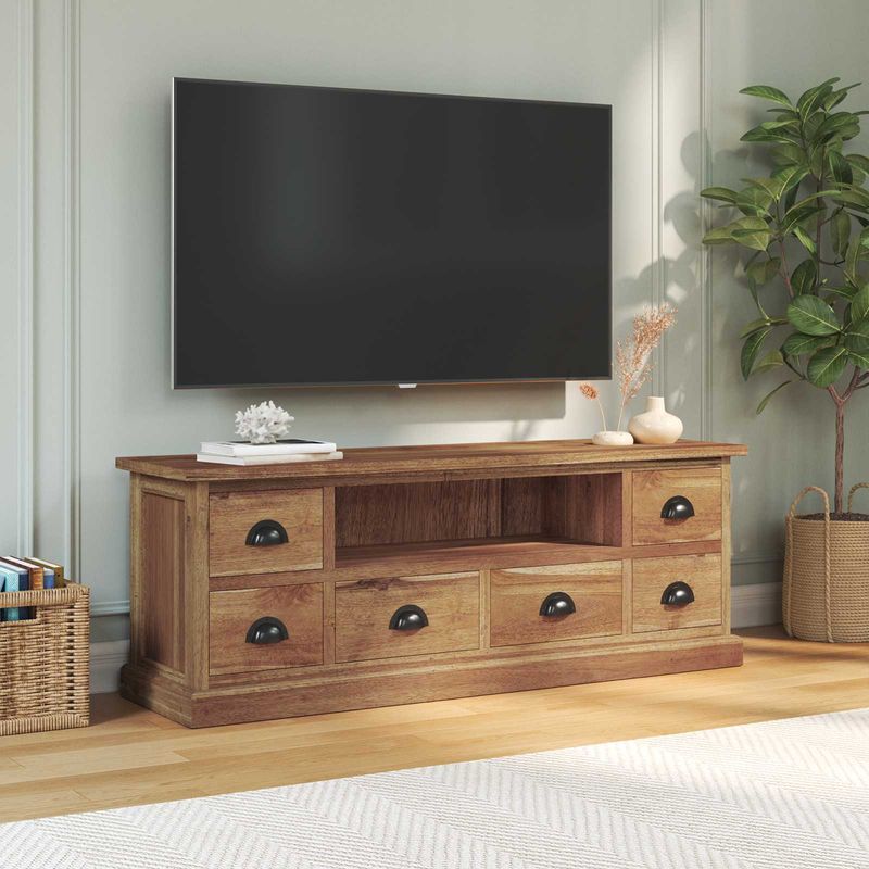 Casa si Gradina - Mobilier - Comode si corpuri - Comode - Support TV cu sertar Maro 110 x 30 x 40 cm Lemn solid de tec - Infinity.ro