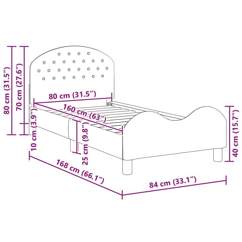 Casa si Gradina - Mobilier - Paturi si accesorii - Paturi - Cadru de pat pentru copii cu spatar Negru 80 x 160 cm Catifea - Infinity.ro