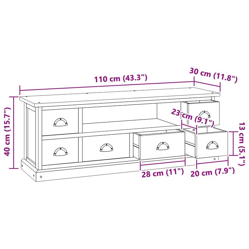 Casa si Gradina - Mobilier - Comode si corpuri - Comode - Support TV cu sertar Maro 110 x 30 x 40 cm Lemn solid de tec - Infinity.ro