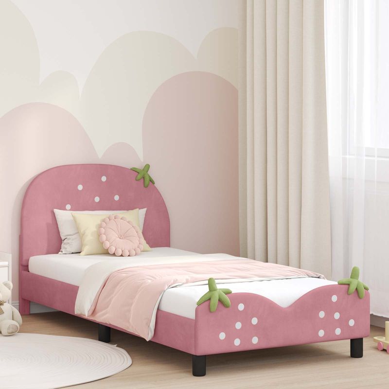 Casa si Gradina - Mobilier - Paturi si accesorii - Paturi - Cadru de pat pentru copii cu spatar Roz 80 x 200 cm Catifea - Infinity.ro