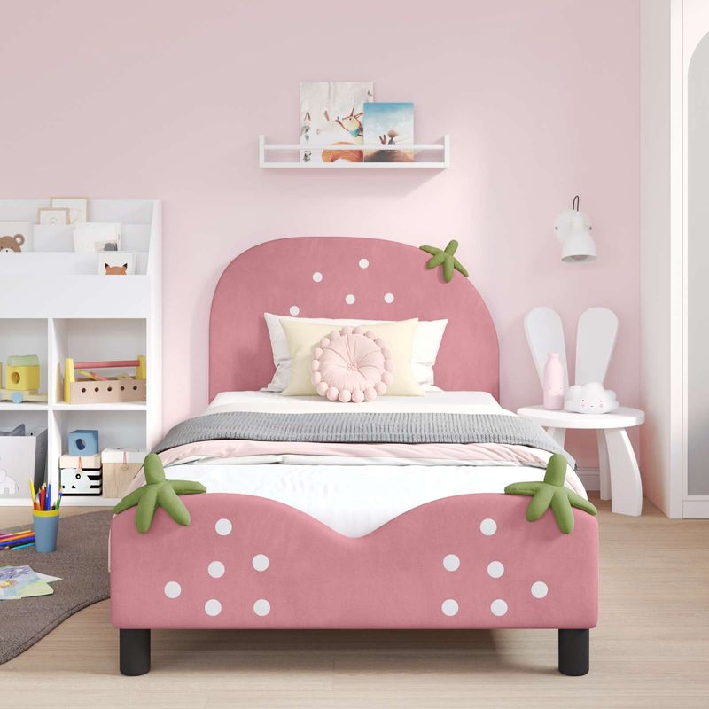 Casa si Gradina - Mobilier - Paturi si accesorii - Paturi - Cadru de pat pentru copii cu spatar Roz 80 x 200 cm Catifea - Infinity.ro