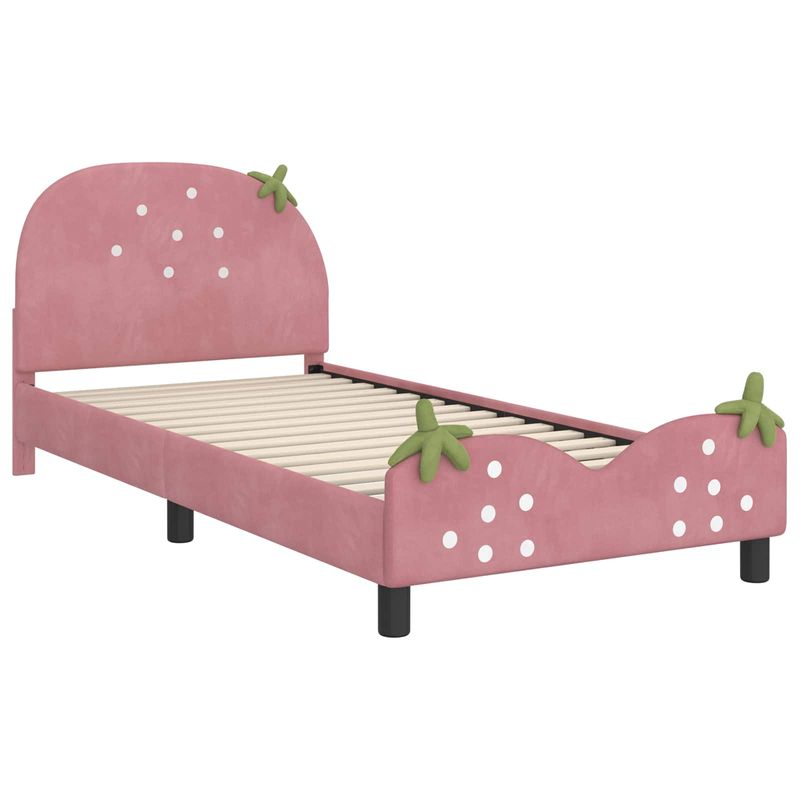 Casa si Gradina - Mobilier - Paturi si accesorii - Paturi - Cadru de pat pentru copii cu spatar Roz 80 x 200 cm Catifea - Infinity.ro