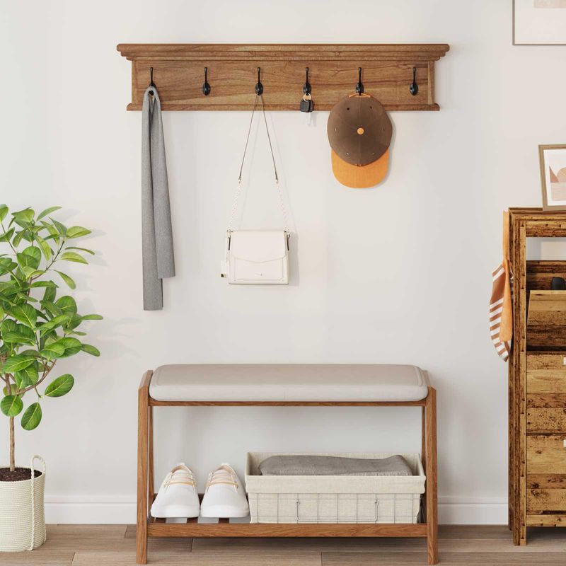 Casa si Gradina - Mobilier - Organizare si depozitare - Cuiere - Cuier de paltoane montat pe perete natural 100 x 10 x 20 cm - Infinity.ro