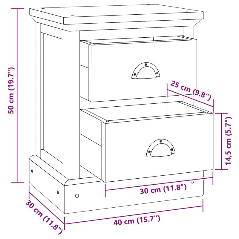 Casa si Gradina - Mobilier - Comode si corpuri - Noptiere - Noptiera cu sertar natural 40 x 30 x 50 cm Lemn solid de tec - Infinity.ro