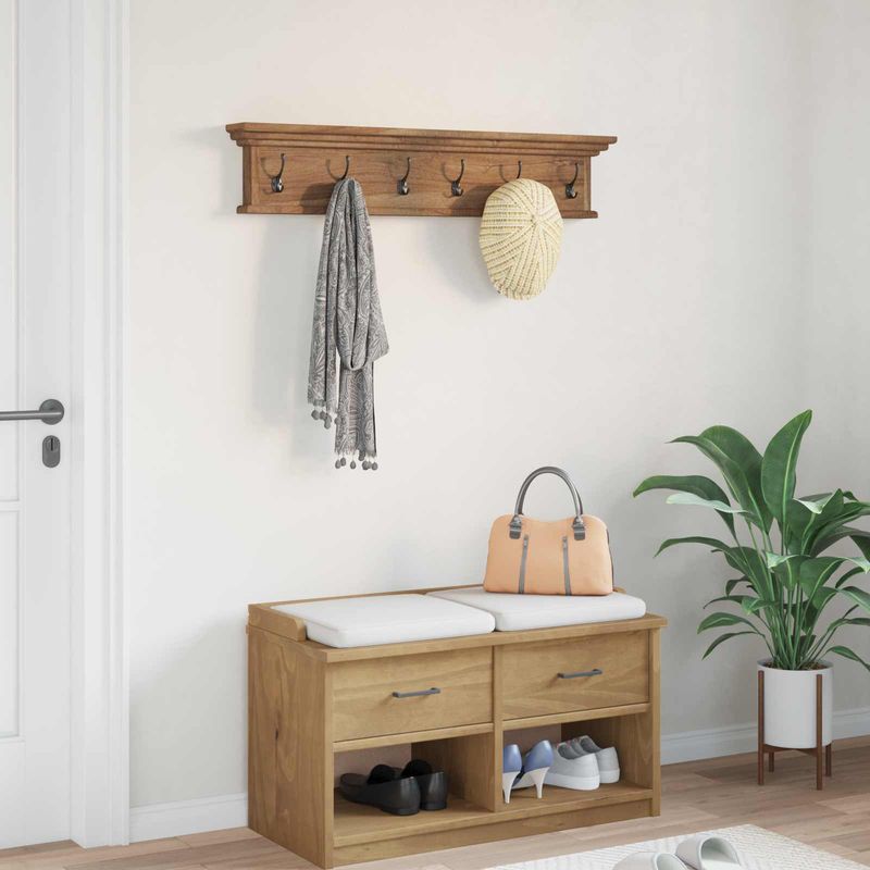 Casa si Gradina - Mobilier - Organizare si depozitare - Cuiere - Cuier de paltoane montat pe perete natural 100 x 10 x 20 cm - Infinity.ro
