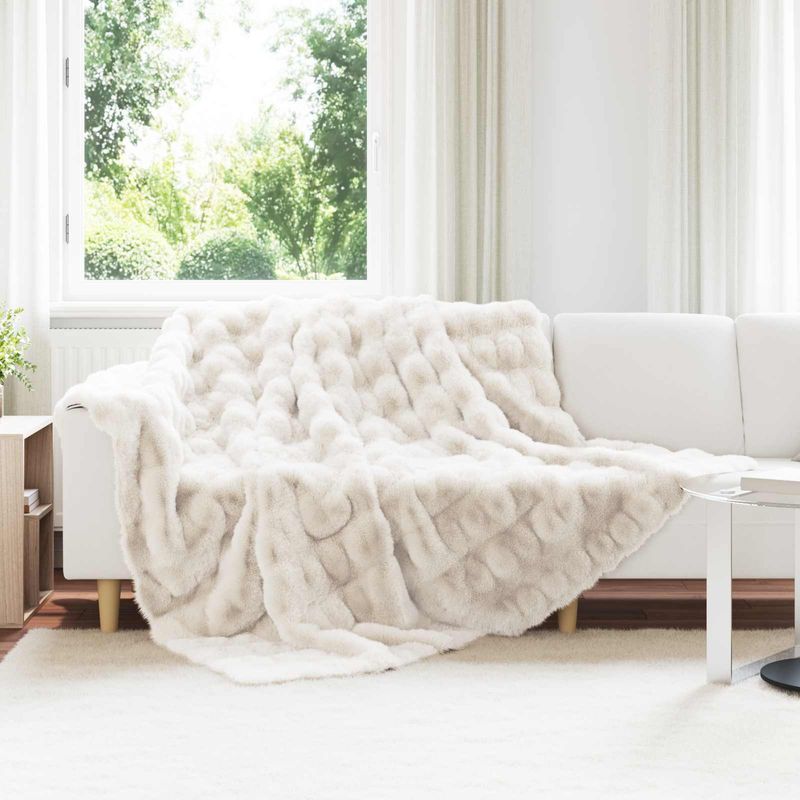 Casa si Gradina - Textile si covoare - Pături și cuverturi - Pături - Patura din Blana sintetica de Iepure Alb 220 x 240 cm Poliester - Infinity.ro