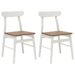 Casa si Gradina - Mobilier - Scaune si fotolii - Scaune - Scaun de sufragerie 2 pcs Alb si Natural Lemn Solid de Cauciuc - Infinity.ro